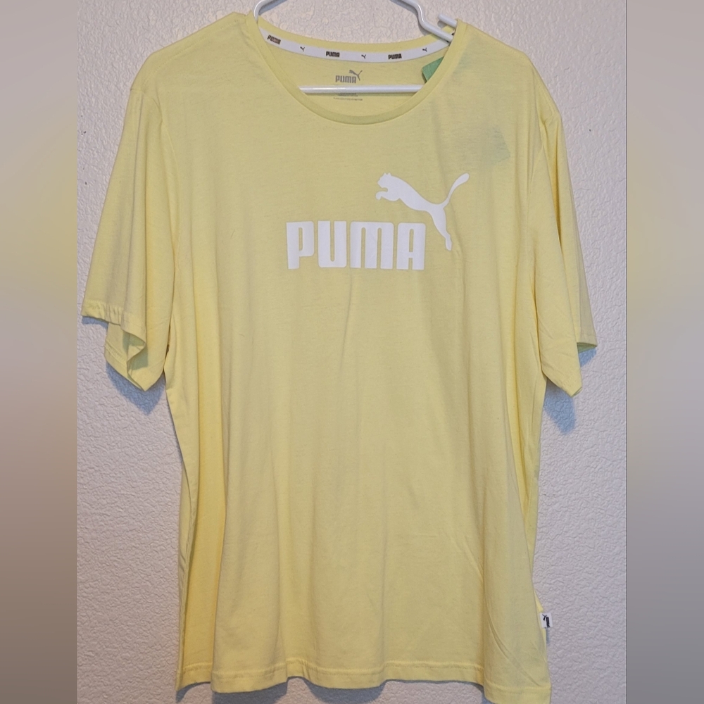 New With Tags Puma Pale Yellow Short Sleeve Tee with White Logo XL